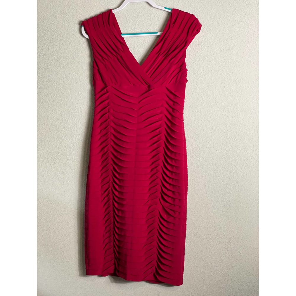 andre oliver ruched v neck ruffled dress sz 10